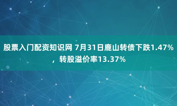 股票入门配资知识网 7月31日鹿山转债下跌1.47%，转股溢价率13.37%