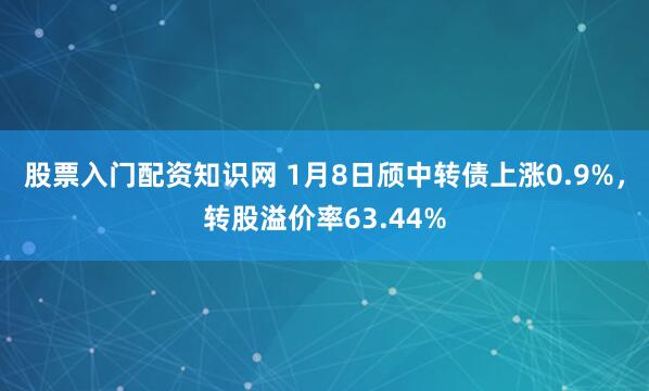 股票入门配资知识网 1月8日颀中转债上涨0.9%，转股溢价率63.44%